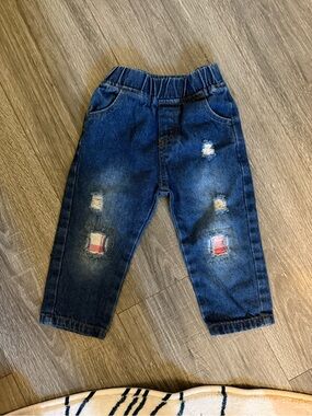 Kids Distressed Dark Blue Denim Jeans